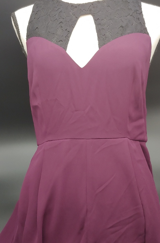 Midnight Plum Purple Romper with Black Lace size M